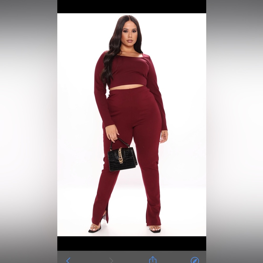 Fashion Nova — Like New Long Sleeve Legging Set Burgundy